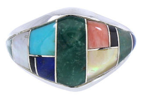 Multicolor Inlay Genuine Sterling Silver Southwest Ring Size 8-3/4 RX100630